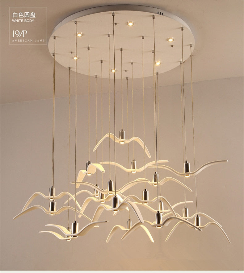 LED Seagull Pendant Light Art White Seagull SKU# LIG0041